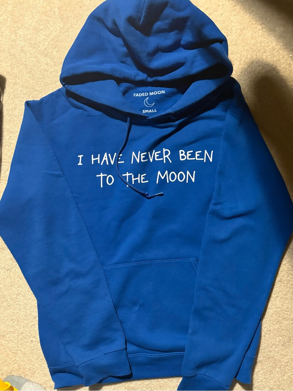 Women's Blue Graphic Hoodie - "I Have Never Been to the Moon"